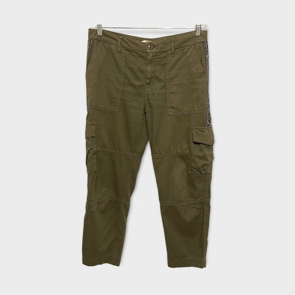 Joie Olive Green Beaded Side Detail Casual Cargo Pants - Picture 2 of 8